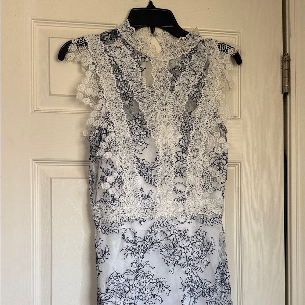 Elegant Lace Dress in Black and White